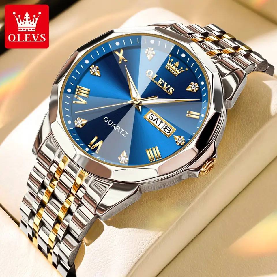 Hot Sales Men's Watches OLEVS 9931 Mirror Original Quartz Watch For Man Waterproof Stainless Steel Wristwatch Male Week Date