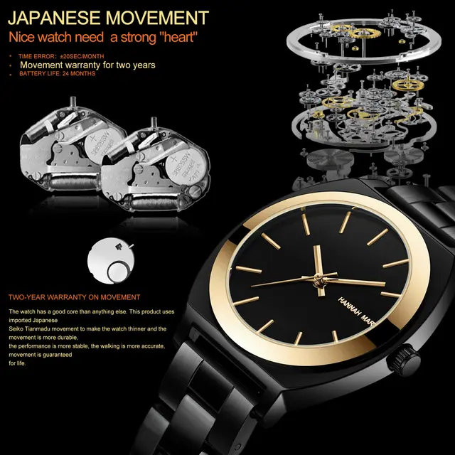 Women Watch High Quality Top Quartz HM 1261 Hannah Martin Watches Fashion Waterproof Stainless Steel Wristwatches Ladies Business Watch