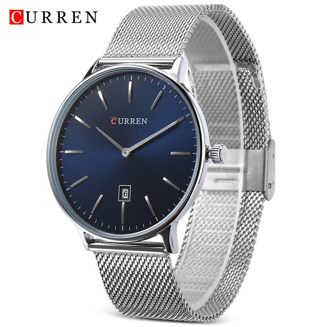 2025 Hot Sale Curren 8302 3ATM Water Resistant Casual Man Quartz Wrist Watches with Stainless Steel Mesh Band