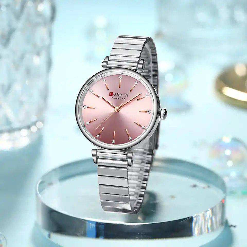 Women Stainless Steel Strap Simple Crystal Dial CURREN 9081 Waterproof Quartz Watch