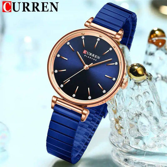 Women Stainless Steel Strap Simple Crystal Dial CURREN 9081 Waterproof Quartz Watch