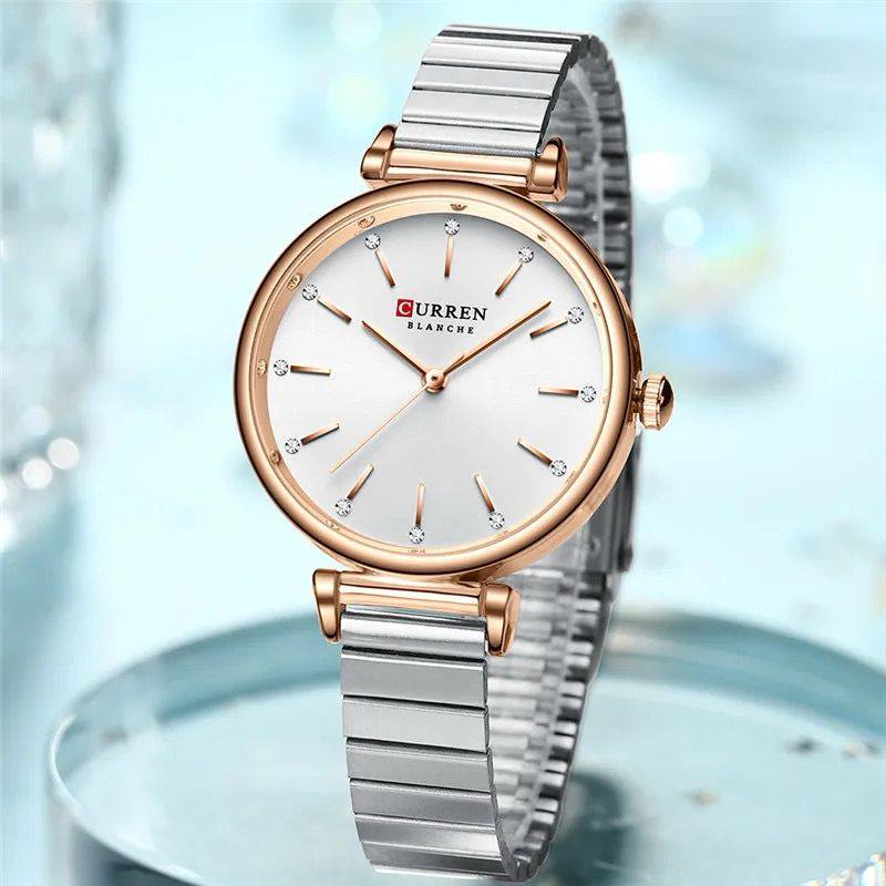 Women Stainless Steel Strap Simple Crystal Dial CURREN 9081 Waterproof Quartz Watch