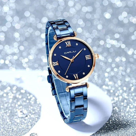 Fashion Business Ladies CRRJU  2178 Watches Luxury Top Brand Stainless Steel waterproof Wristwatch Female New Quartz Watch for Women