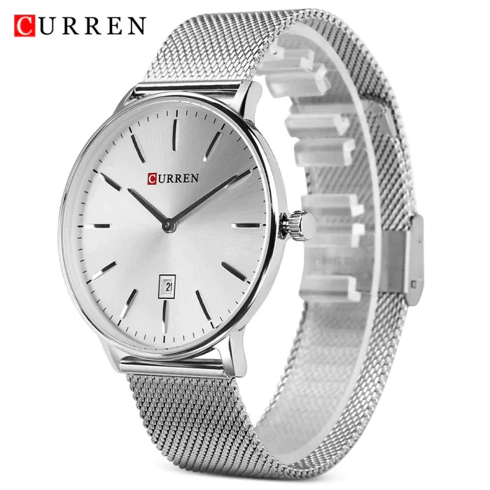 2025 Hot Sale Curren 8302 3ATM Water Resistant Casual Man Quartz Wrist Watches with Stainless Steel Mesh Band