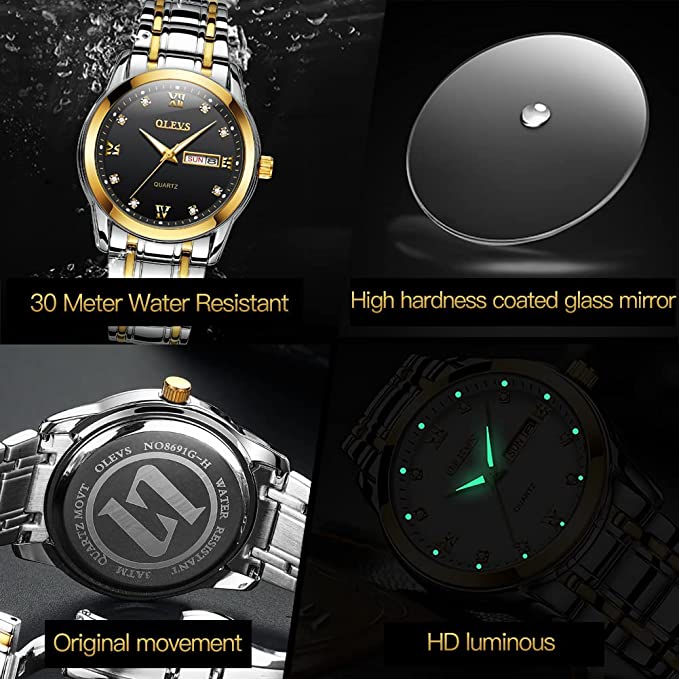 Luxury Hot Selling olevs 8691 Water Resistant stainless steel straps wrist Men's quartz watches
