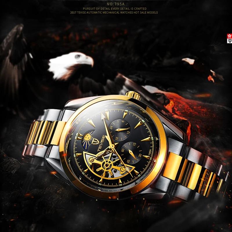 TEVISE men mechanical watch clock waterproof business see mechanical watch fashion