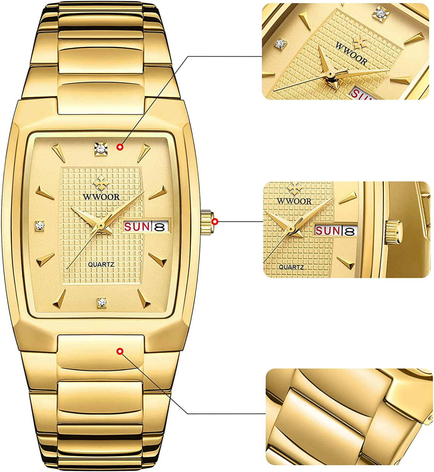 New Arrival WWOOR 8837 Quartz Mens and women Watches Square Stainless Steel Waterproof Wrist Watch