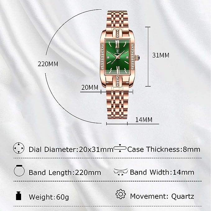Poedagar Green square Watch for Women Luxury Stainless Steel Ladies Quartz Watches Waterproof Fashion Brand Ladies Watches Wrist