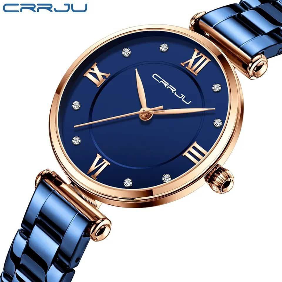 Fashion Business Ladies CRRJU 2178 Watches Luxury Top Brand Stainless Steel waterproof Wristwatch Female New Quartz Watch for Women