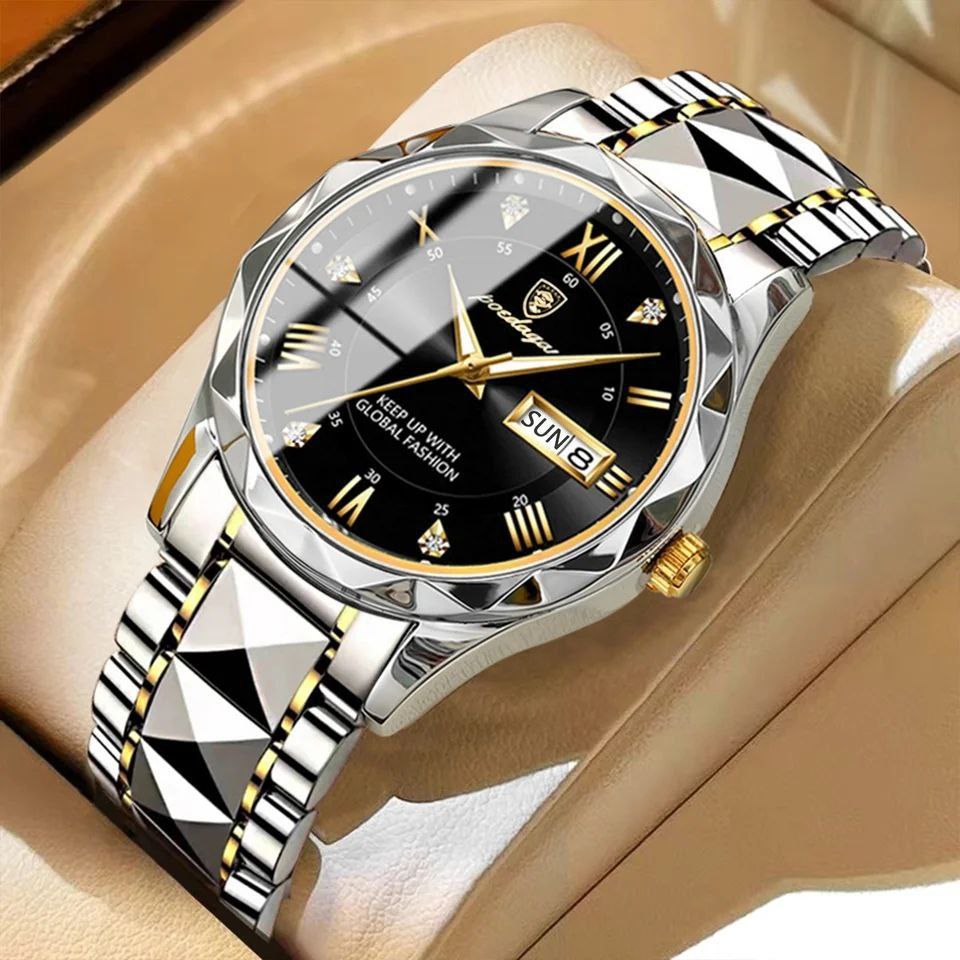 New Arrivals Fashion Luxury Men Watch Poedagar 615 Stainless Steel Wristwatch Waterproof Luminous Quartz Watches For Men