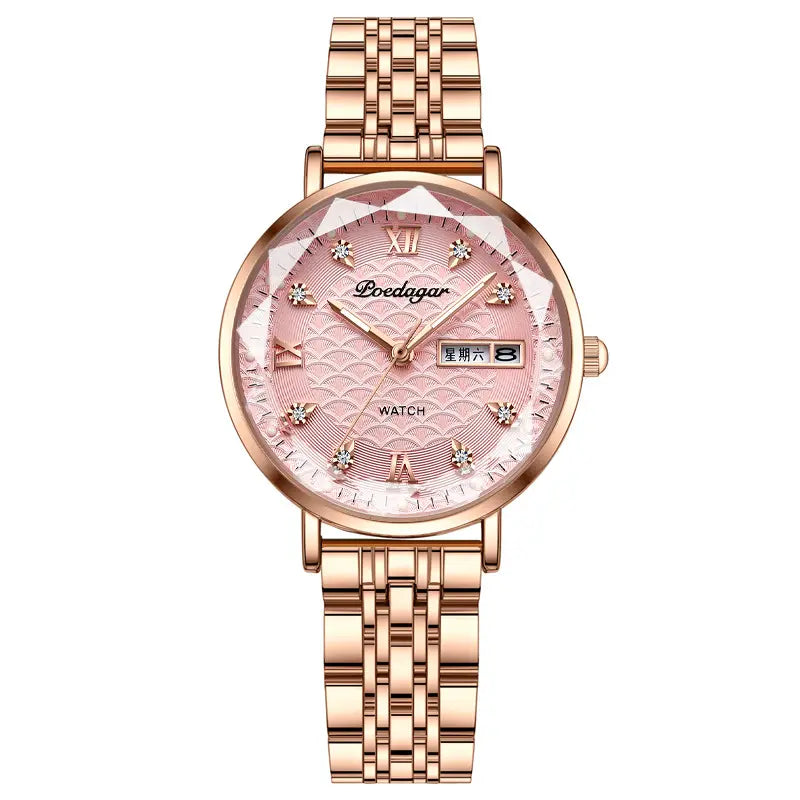 POEDAGAR 3011 Women's Watches Fashion Elegant Original Japan Quartz Movement Wristwatch Waterproof Stainless Steel Strap Watch