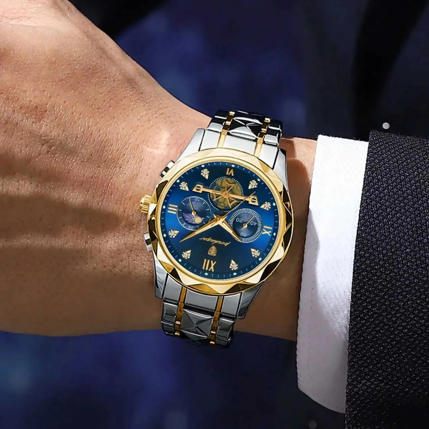 Fashion Quartz Men Watch POEDAGAR 996 Stainless Steel Men's Luxury Wristwatches Top Brand Business Waterproof Date Watch For Men