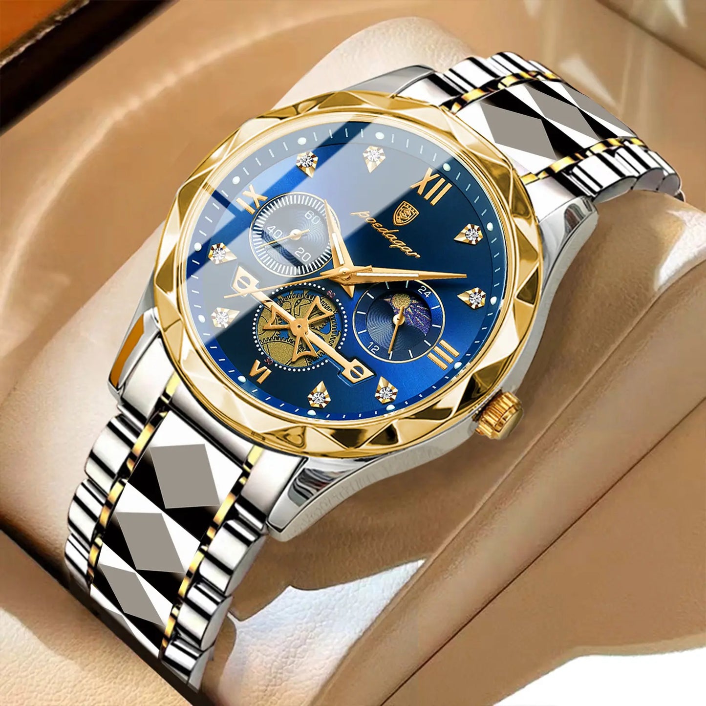 Fashion Quartz Men Watch POEDAGAR 996 Stainless Steel Men's Luxury Wristwatches Top Brand Business Waterproof Date Watch For Men