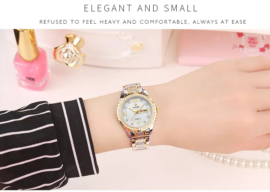 WWOOR 8856 Watch New Design for Luminous Stainless Steel Watches Fashion Quartz Wristwatches
