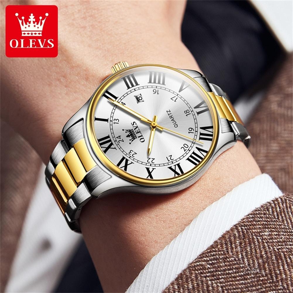 Quartz Watches Men OLEVS 2911 Waterproof Luminous Auto Date and Week Watches Luxury Minimalist Steel Sport Wrist Watches