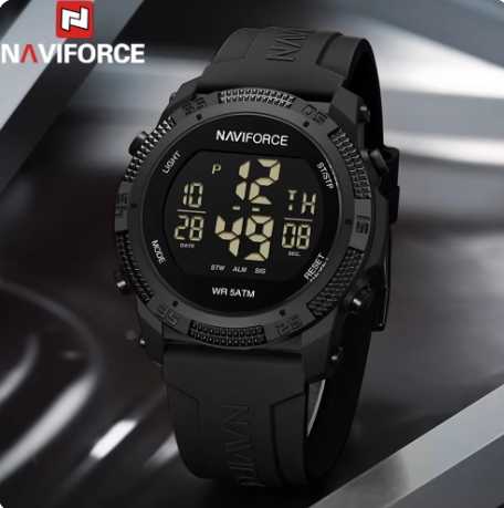 NAVIFORCE NF7104 7104 Men's LCD Digital Casual Date and Week Alarm Waterproof Silicone Strap Electronic Watch Fashion Wristwatch