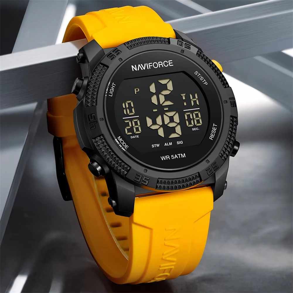 NAVIFORCE NF7104 7104 Men's LCD Digital Casual Date and Week Alarm Waterproof Silicone Strap Electronic Watch Fashion Wristwatch