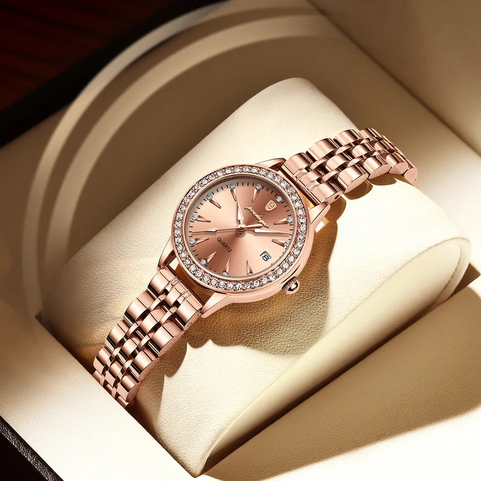 POEDAGAR Watch Women's 366 Luxury Stainless Steel Bracelet Women Watches Fashion Diamond Ladies Quartz Clock Female Wristwatch