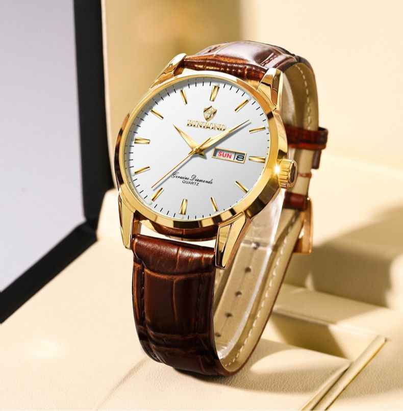 BINBOND B2238 2238 Men Waterproof Calendar Quartz Top Luxury Wrist Leather Strap Watch