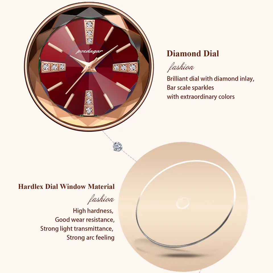 POEDAGAR 722 Luxury Watch Women Square Ladies Quartz Watch Luminous Waterproof Stainless Steel Women's Watches