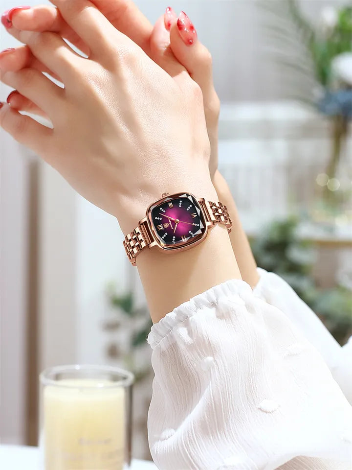 POEDAGAR 712 Luxury Crystal Women Quartz Watches Top Brand Fashion Diamond Ladies Watch Steel Female Wristwatch