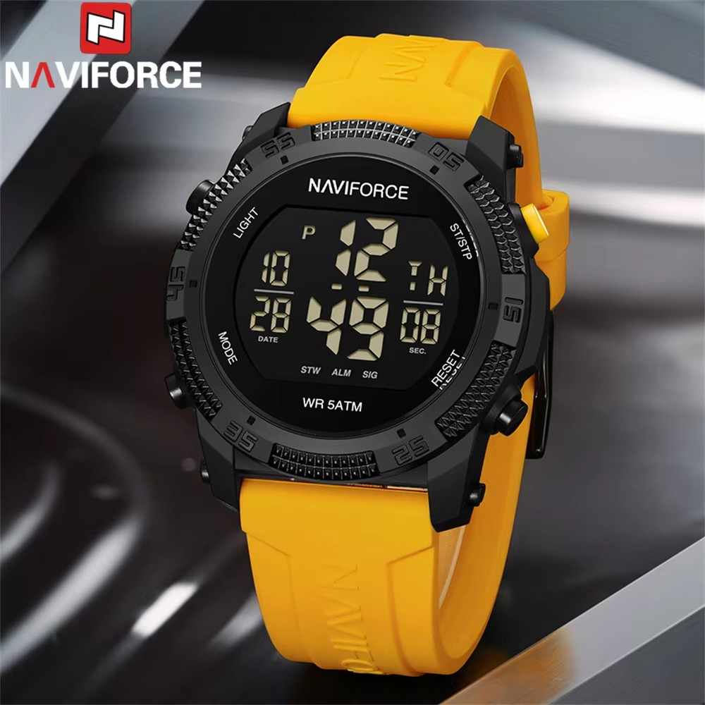 NAVIFORCE NF7104 7104 Men's LCD Digital Casual Date and Week Alarm Waterproof Silicone Strap Electronic Watch Fashion Wristwatch