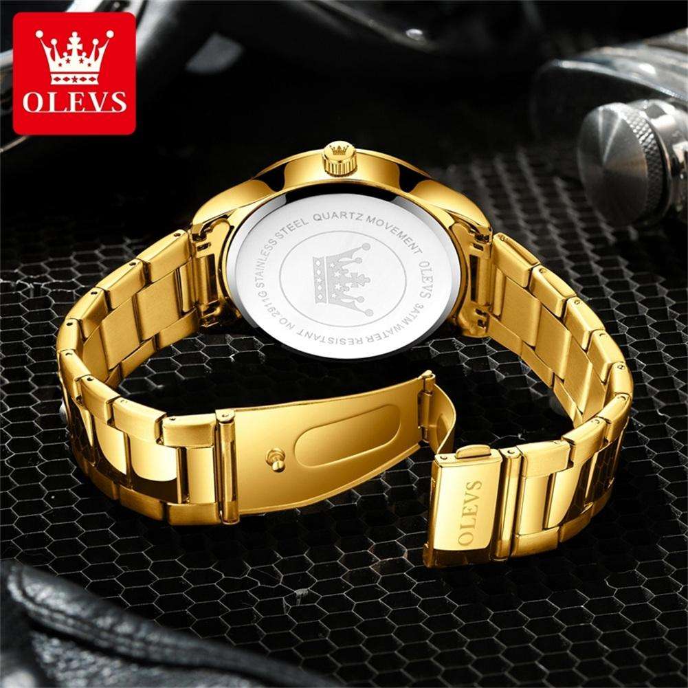 Quartz Watches Men OLEVS 2911 Waterproof Luminous Auto Date and Week Watches Luxury Minimalist Steel Sport Wrist Watches