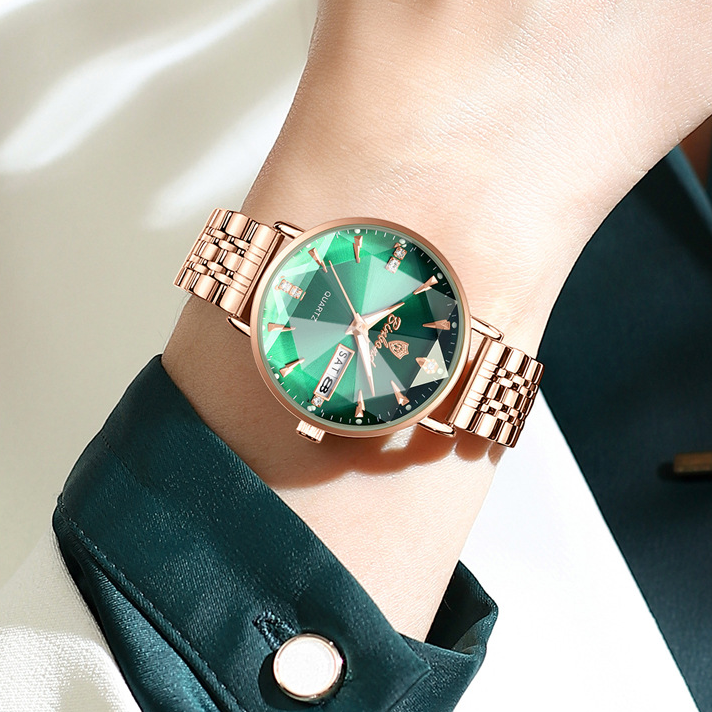 BINBOND N586 2024 New Women's Watch Fashion Diamond Mirror Quartz Steel Belt Student Watch