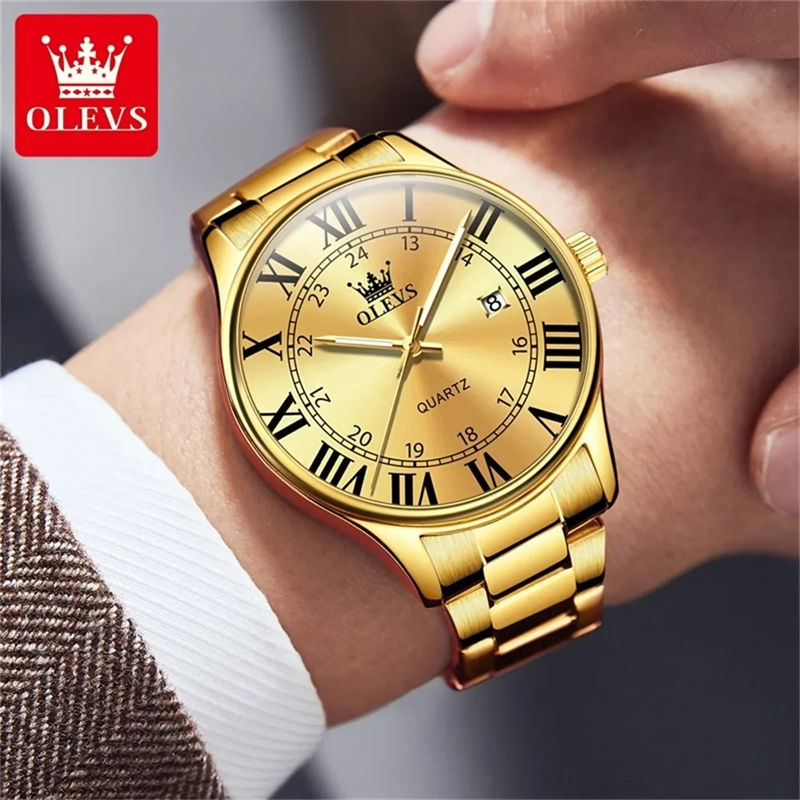Quartz Watches Men OLEVS 2911 Waterproof Luminous Auto Date and Week Watches Luxury Minimalist Steel Sport Wrist Watches