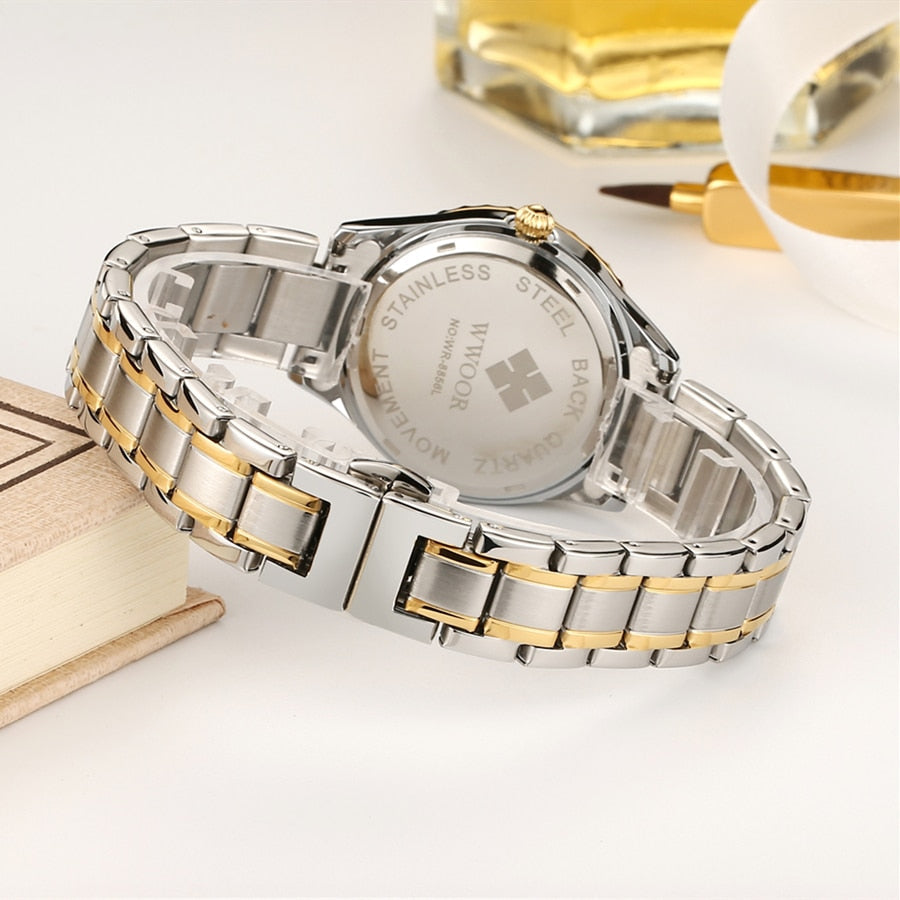 WWOOR 8856 Watch New Design for Luminous Stainless Steel Watches Fashion Quartz Wristwatches