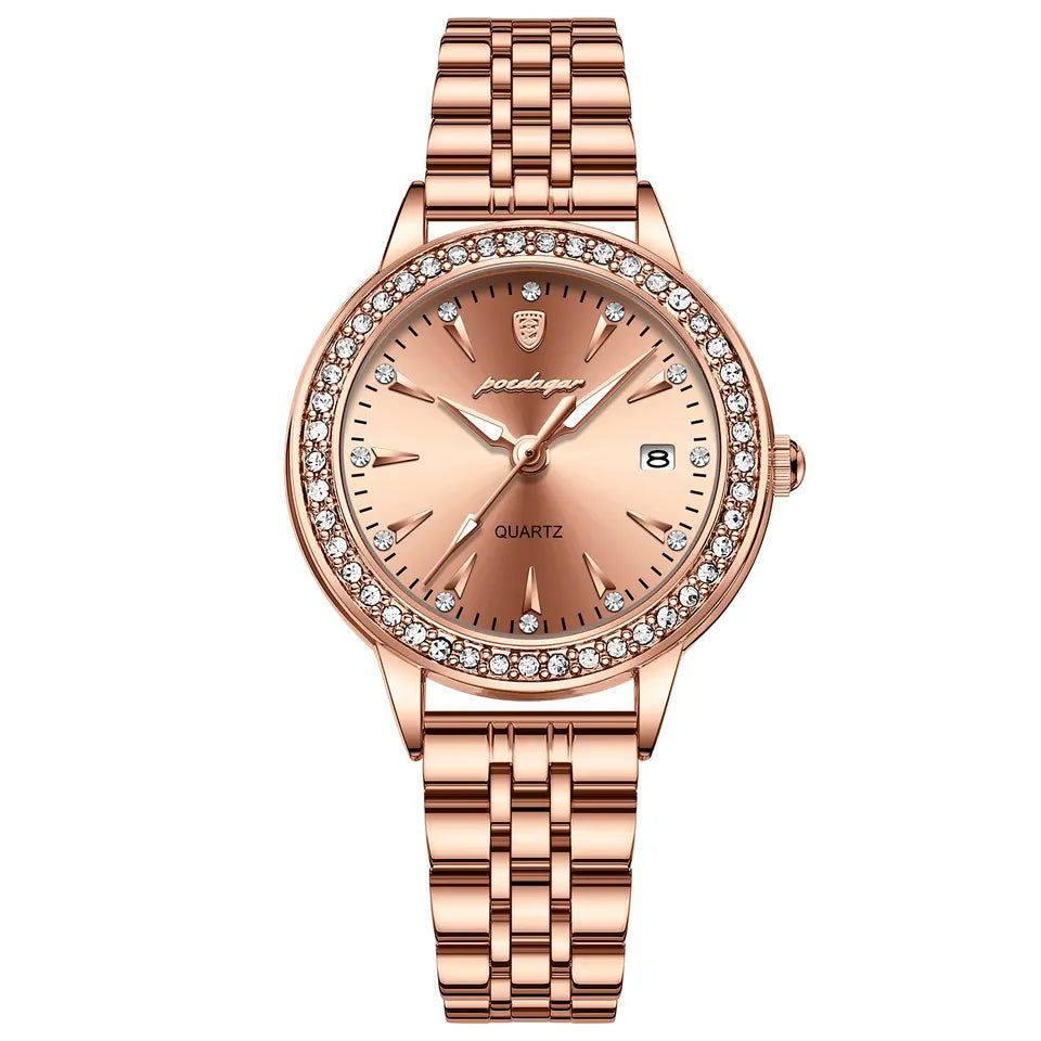 POEDAGAR Watch Women's 366 Luxury Stainless Steel Bracelet Women Watches Fashion Diamond Ladies Quartz Clock Female Wristwatch