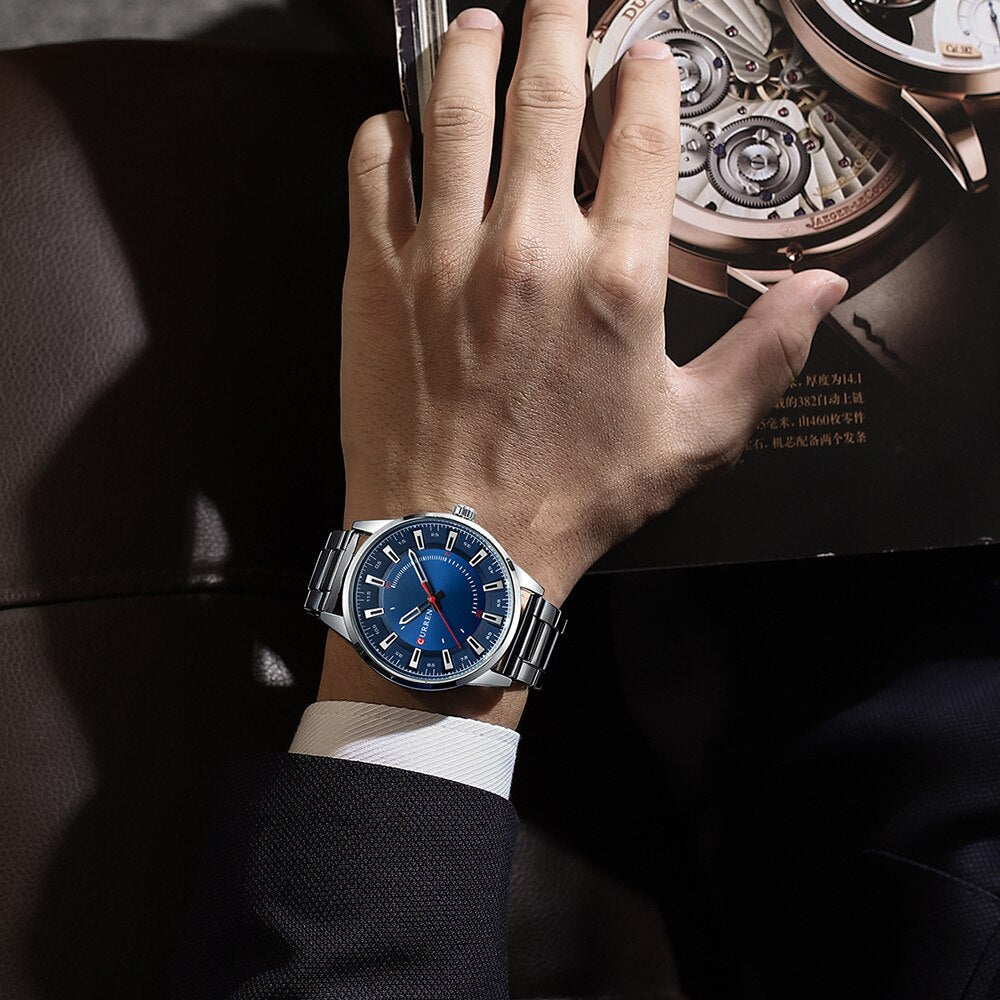 Top Brand Luxury Fashion CURREN 8406 Watches Men New Stainless Steel Waterproof Wristwatch Quartz Clock Male 8406