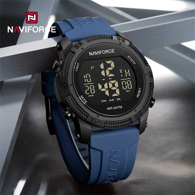 NAVIFORCE NF7104 7104 Men's LCD Digital Casual Date and Week Alarm Waterproof Silicone Strap Electronic Watch Fashion Wristwatch