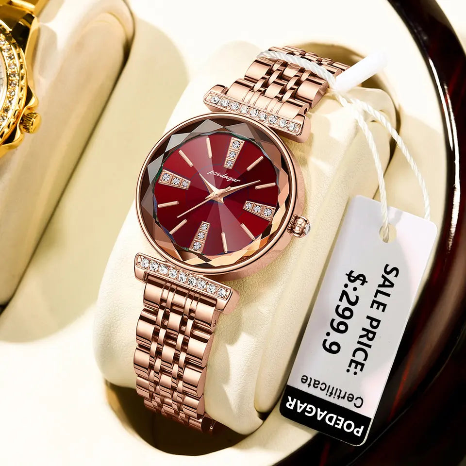 POEDAGAR 722 Luxury Watch Women Square Ladies Quartz Watch Luminous Waterproof Stainless Steel Women's Watches