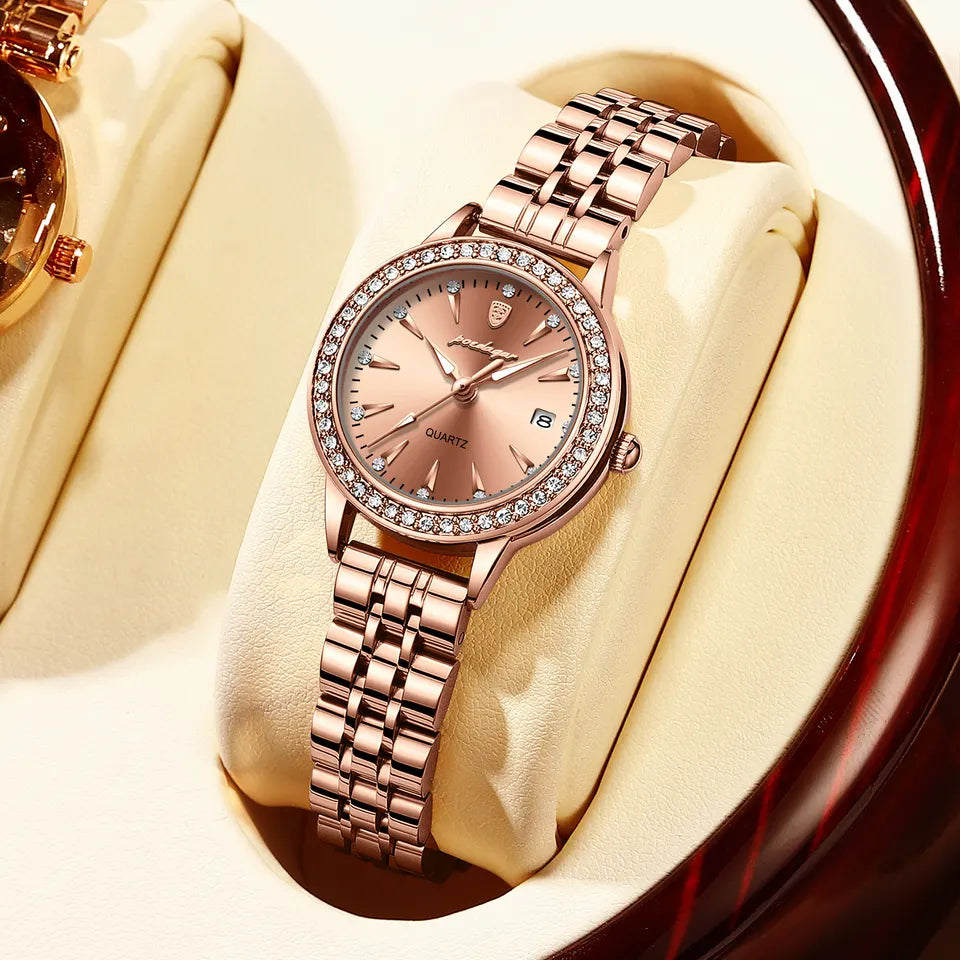POEDAGAR Watch Women's 366 Luxury Stainless Steel Bracelet Women Watches Fashion Diamond Ladies Quartz Clock Female Wristwatch