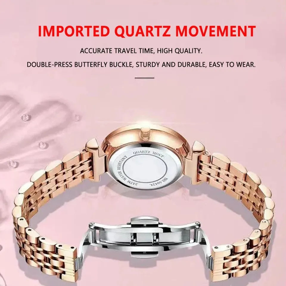 POEDAGAR 3011 Women's Watches Fashion Elegant Original Japan Quartz Movement Wristwatch Waterproof Stainless Steel Strap Watch