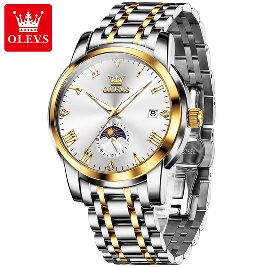 OLEVS 3656 Brand Business Wristwatch Luxury Men's Quartz Original Man Watch Classic Stainless Steel Strap Waterproof Watches