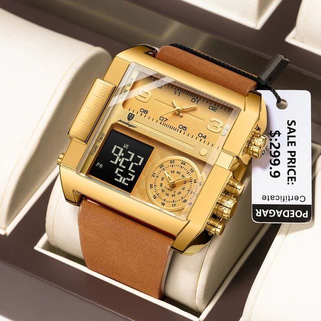 POEDAGAR 997 Luxury Wristwatch Rectangle Waterproof Luminous Day Week Men Watch Digital Multifunction Men's Watches