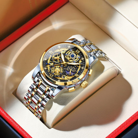 New Arrivals Quartz Watch POEDAGAR 984  for Men Luxury Stainless Steel Waterproof Chronograph Men Watches