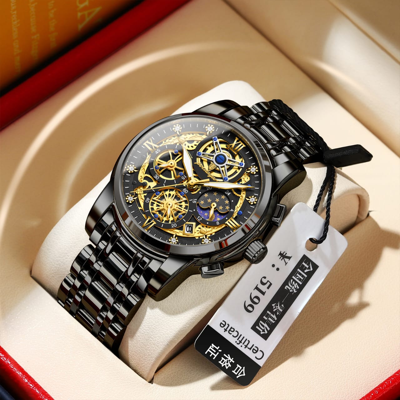 New Arrivals Quartz Watch POEDAGAR 984 for Men Luxury Stainless Steel Waterproof Chronograph Men Watches