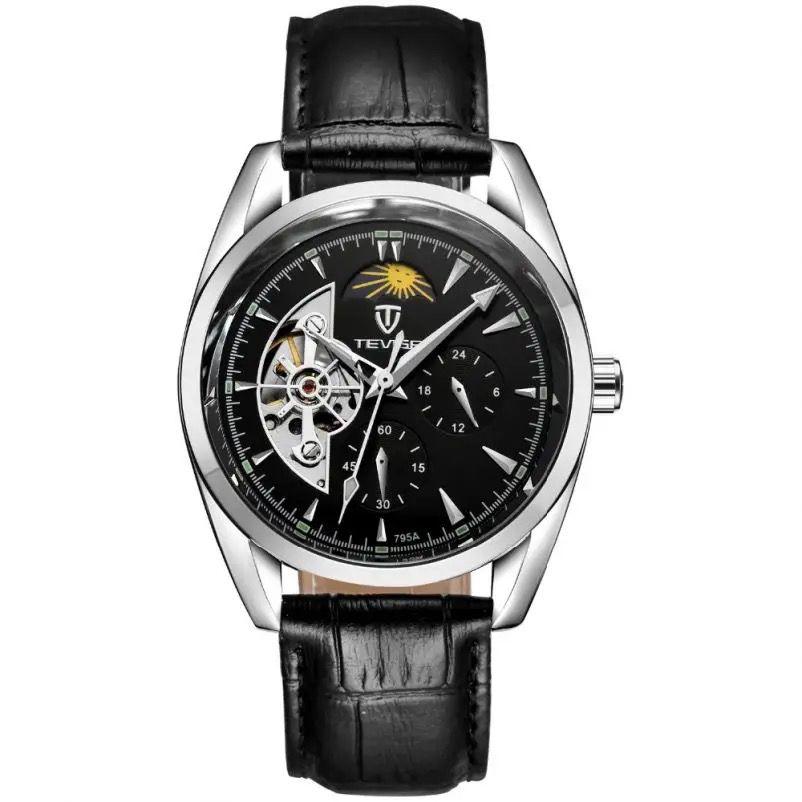 Water Resistant Male Leather TEVISE 795A Charm For Men Tourbillon Life Watch Automatic and Mechanical Men's Watches
