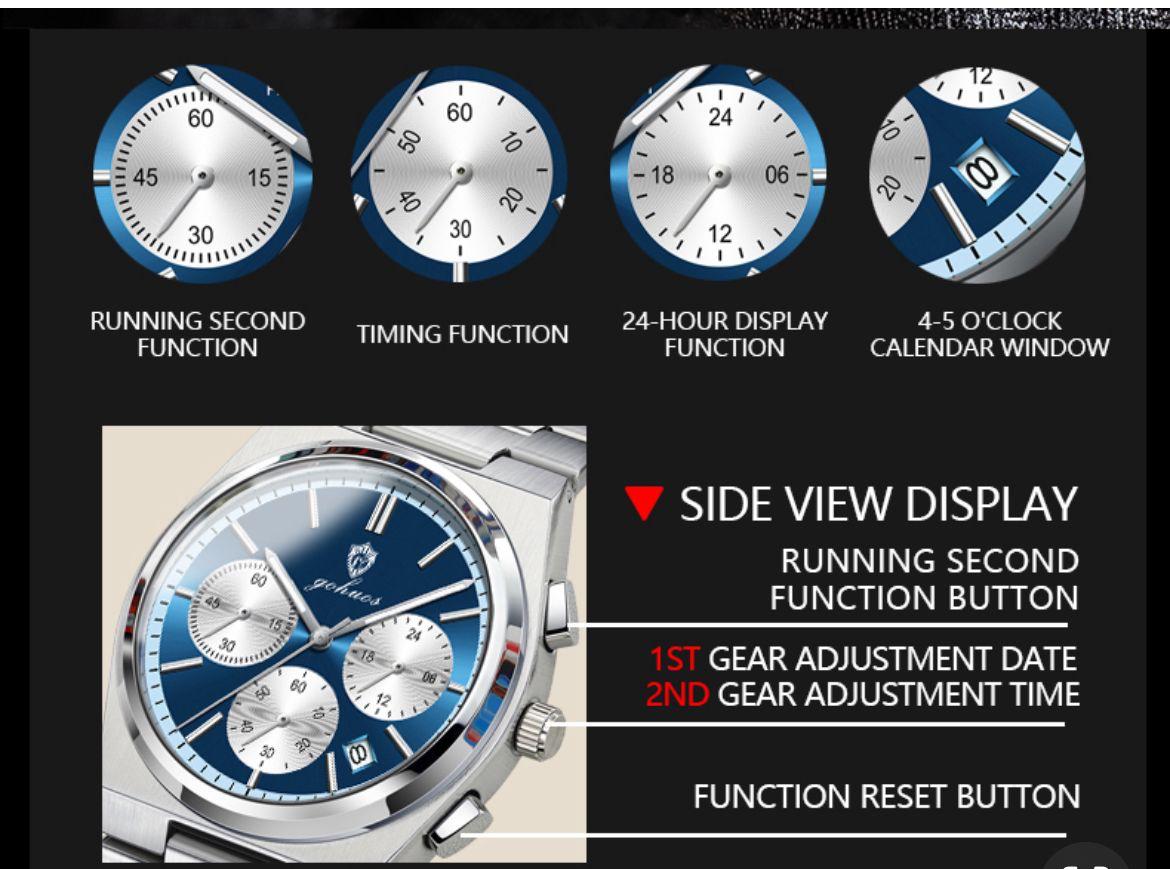 New Ultra-thin Quartz GOHUOS 9802 Leather Chronograph Watches Leather straps Men's Watches Waterproof Luminous Watch for Men