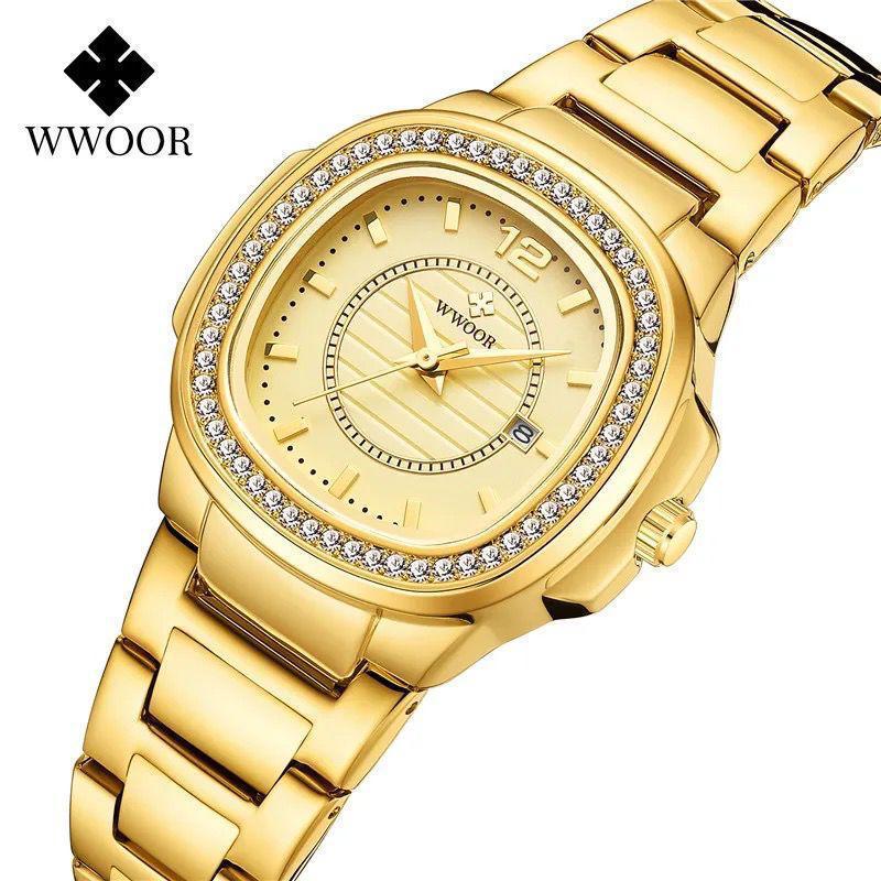 Light luxury Elegant Women Business Casual Quartz Watch Fashion WWOOR 8874 Diamond Stainless Steel Small Style Wristwatches Lady