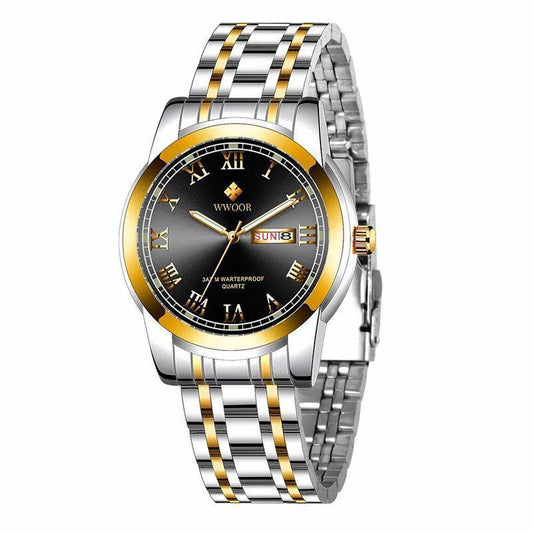 Classic Design Week Date Display WWOOR 701 Wrist Watches For Men Luxury Stainless Steel Waterproof Quartz Men Watch High Quality