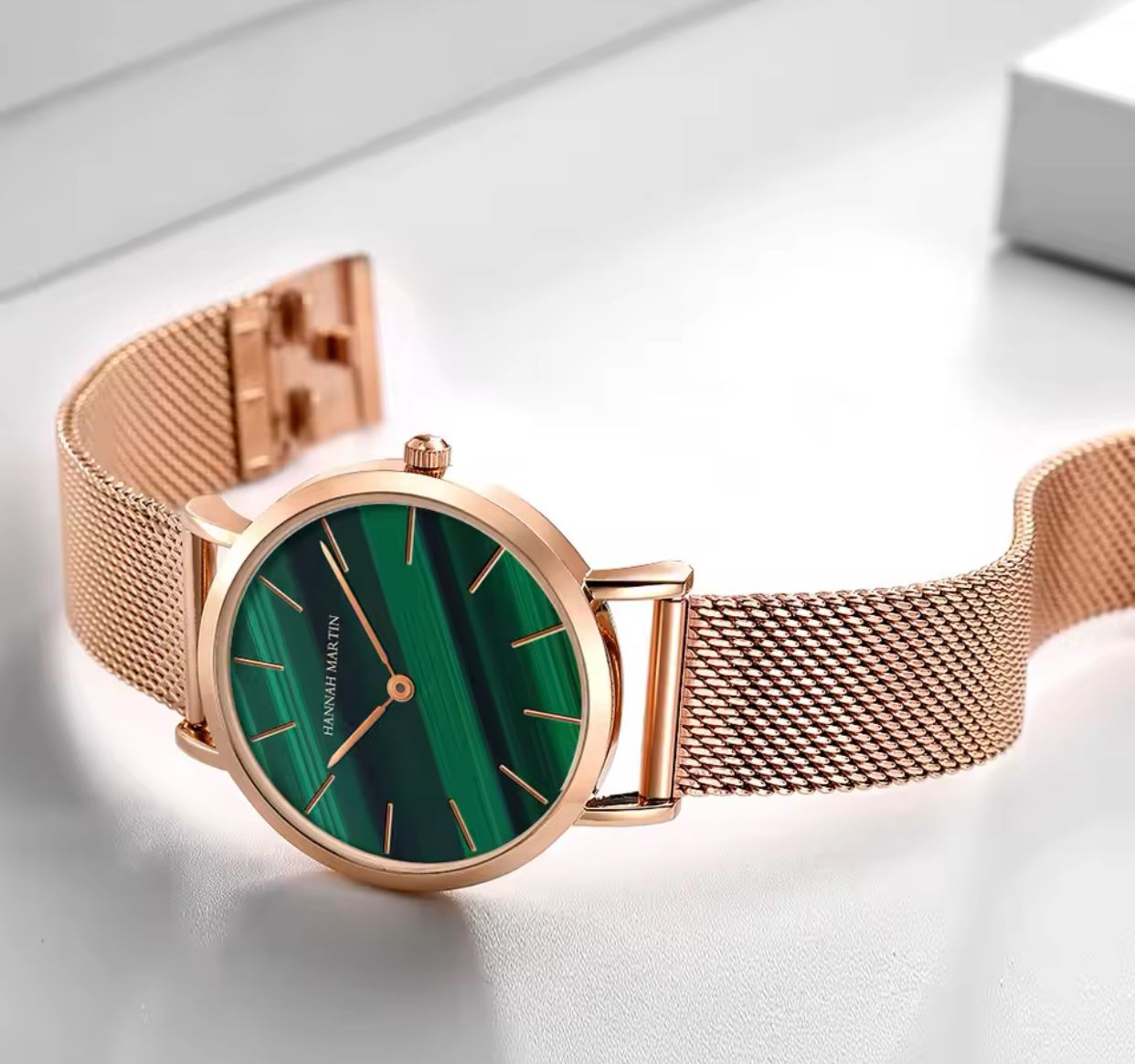 Stainless Steel Mesh Band Hannah Martin HM036 Quartz Movement High Quality Waterproof Women IP Plating Black Ladies Watch