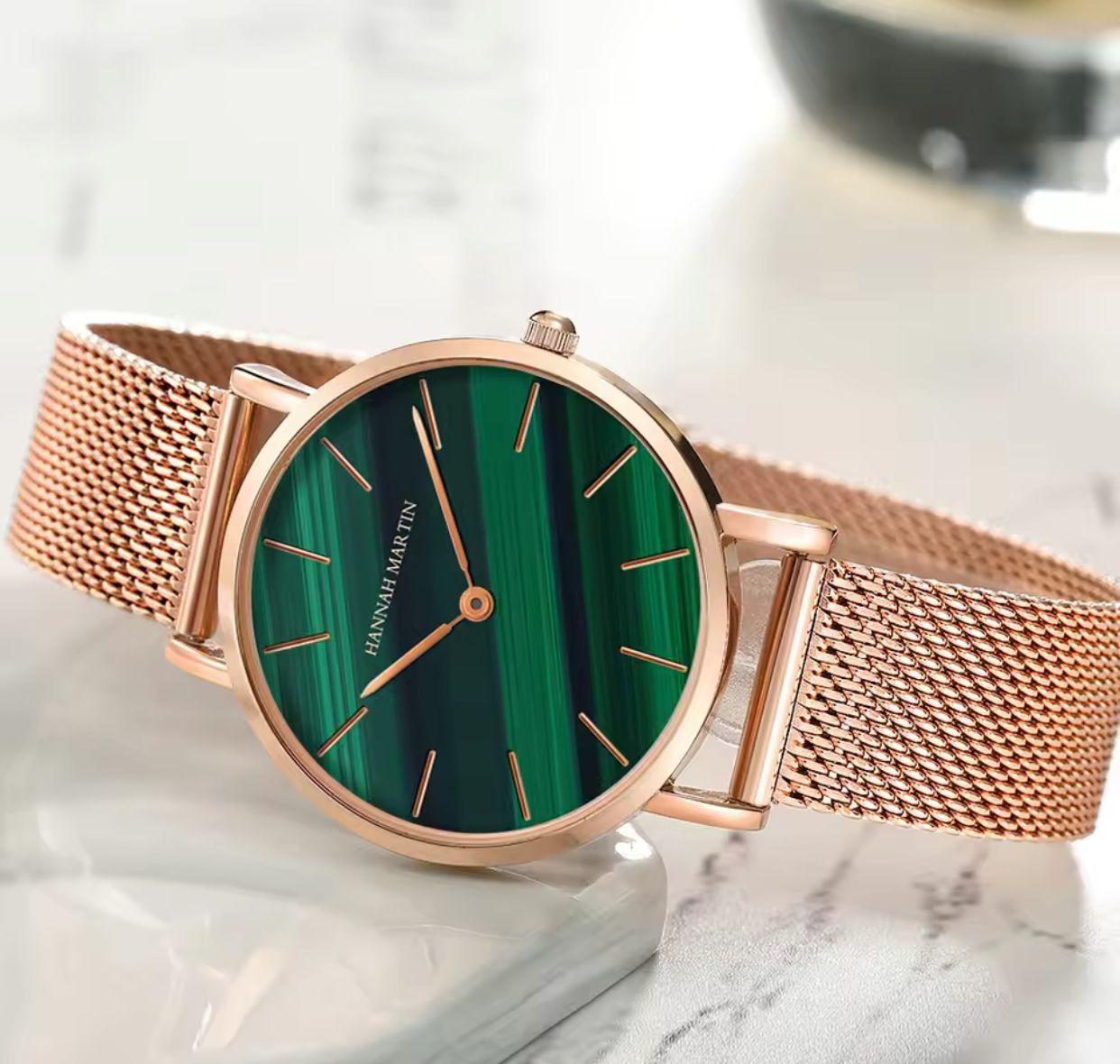 Stainless Steel Mesh Band Hannah Martin HM036 Quartz Movement High Quality Waterproof Women IP Plating Black Ladies Watch