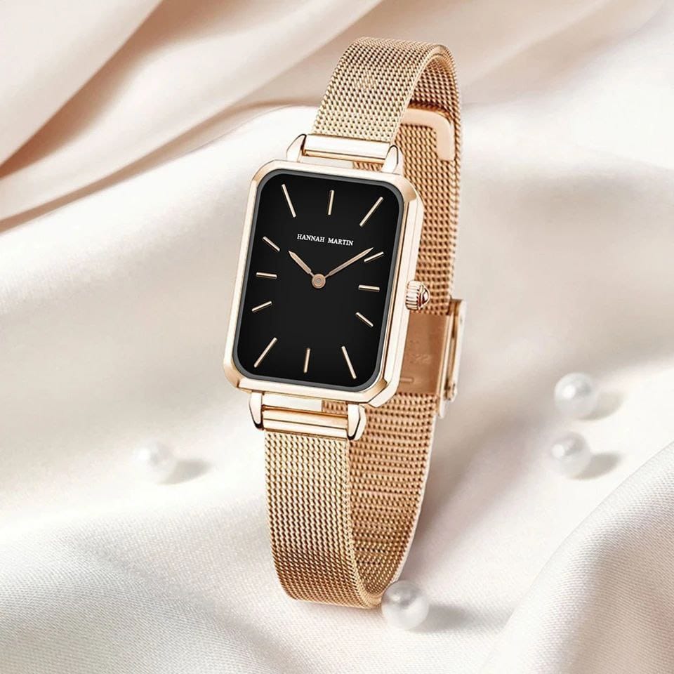 Rectangle Ultrathin Hannah Martin HM-1241 Simple Japan Quartz Movement Fashion Mesh Silvery Bracelet Belt Ladies watch Watches
