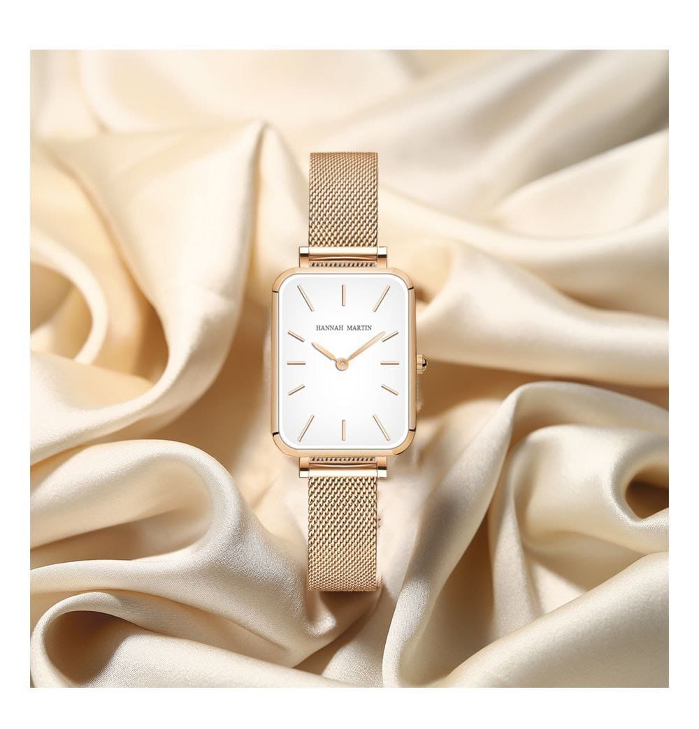 Rectangle Ultrathin Hannah Martin HM-1241 Simple Japan Quartz Movement Fashion Mesh Silvery Bracelet Belt Ladies watch Watches