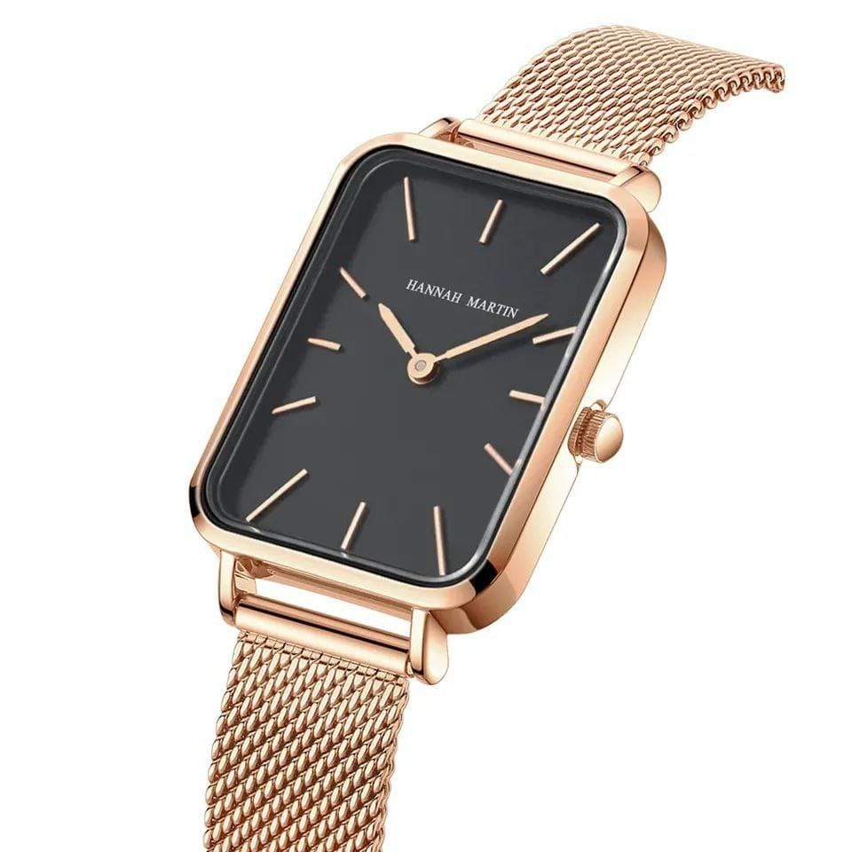 Rectangle Ultrathin Hannah Martin HM-1241 Simple Japan Quartz Movement Fashion Mesh Silvery Bracelet Belt Ladies watch Watches