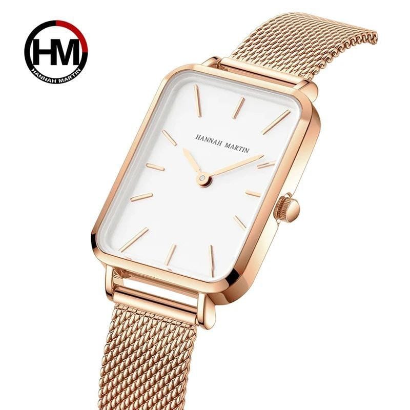 Rectangle Ultrathin Hannah Martin HM-1241 Simple Japan Quartz Movement Fashion Mesh Silvery Bracelet Belt Ladies watch Watches